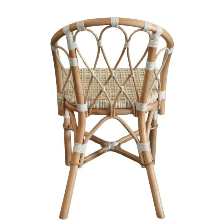 JANETTE - Chaise bistrot blanche en rotin naturel et rotin synthétique