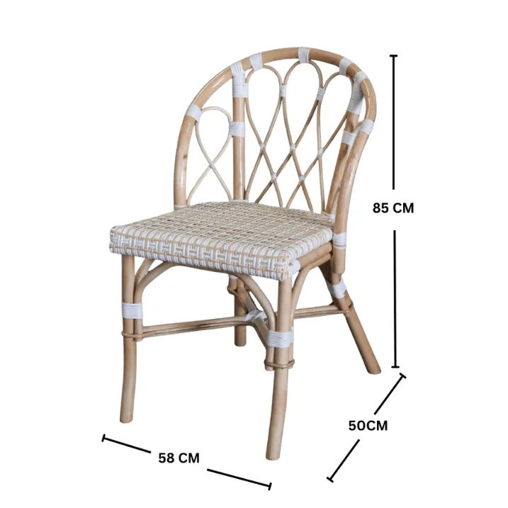 JANETTE - Chaise bistrot blanche en rotin naturel et rotin synthétique