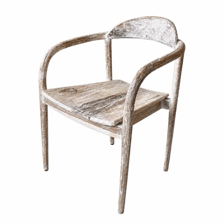 RITA - Chaise en bois de teck naturel et blanchi pour restaurants