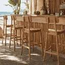 LOUISON- Chaise haute de bar en bois de teck recyclé