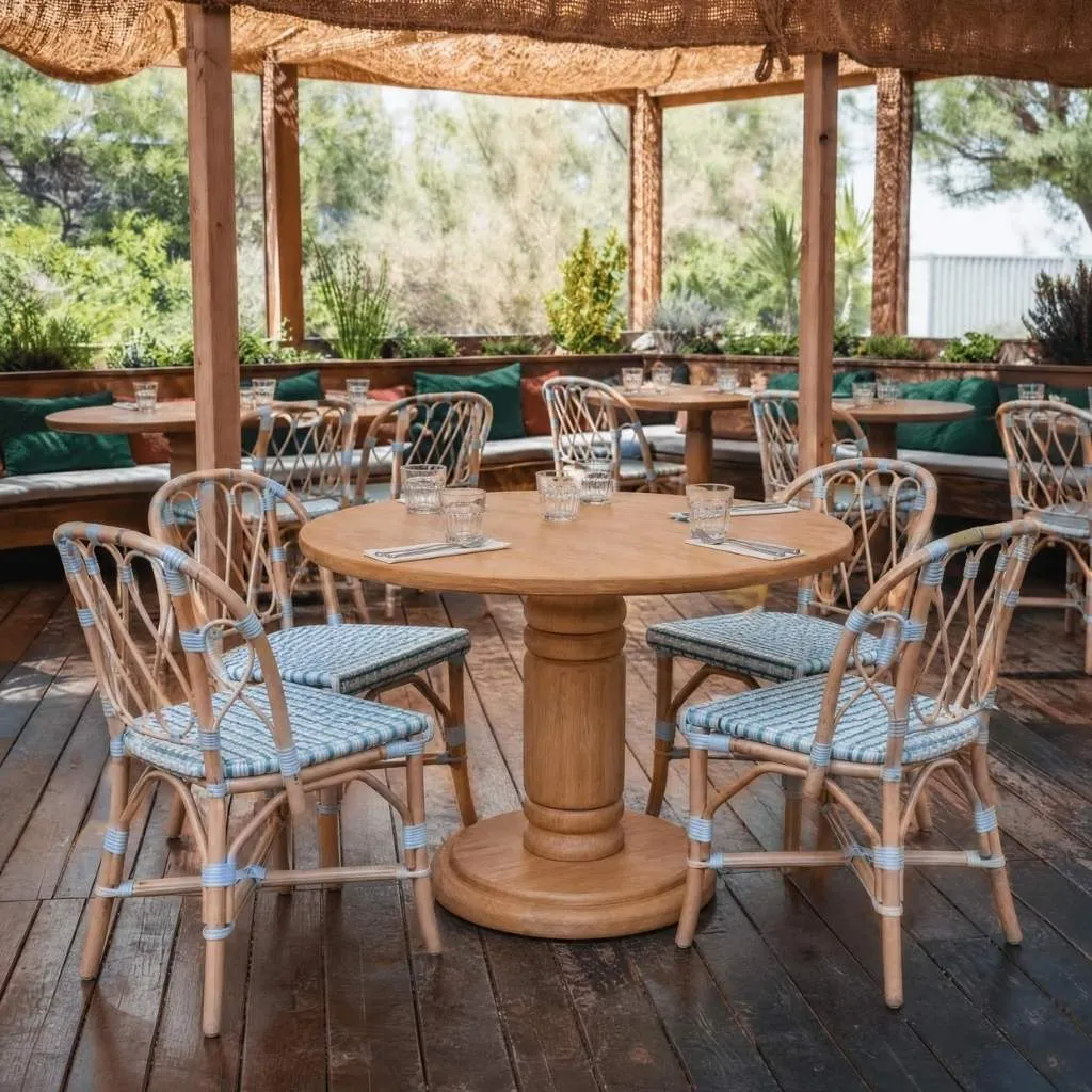 BLOOM - Table ronde en teck - restaurants