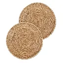 PERLE - Lot de 2 sets de table en rotin et perle naturelle