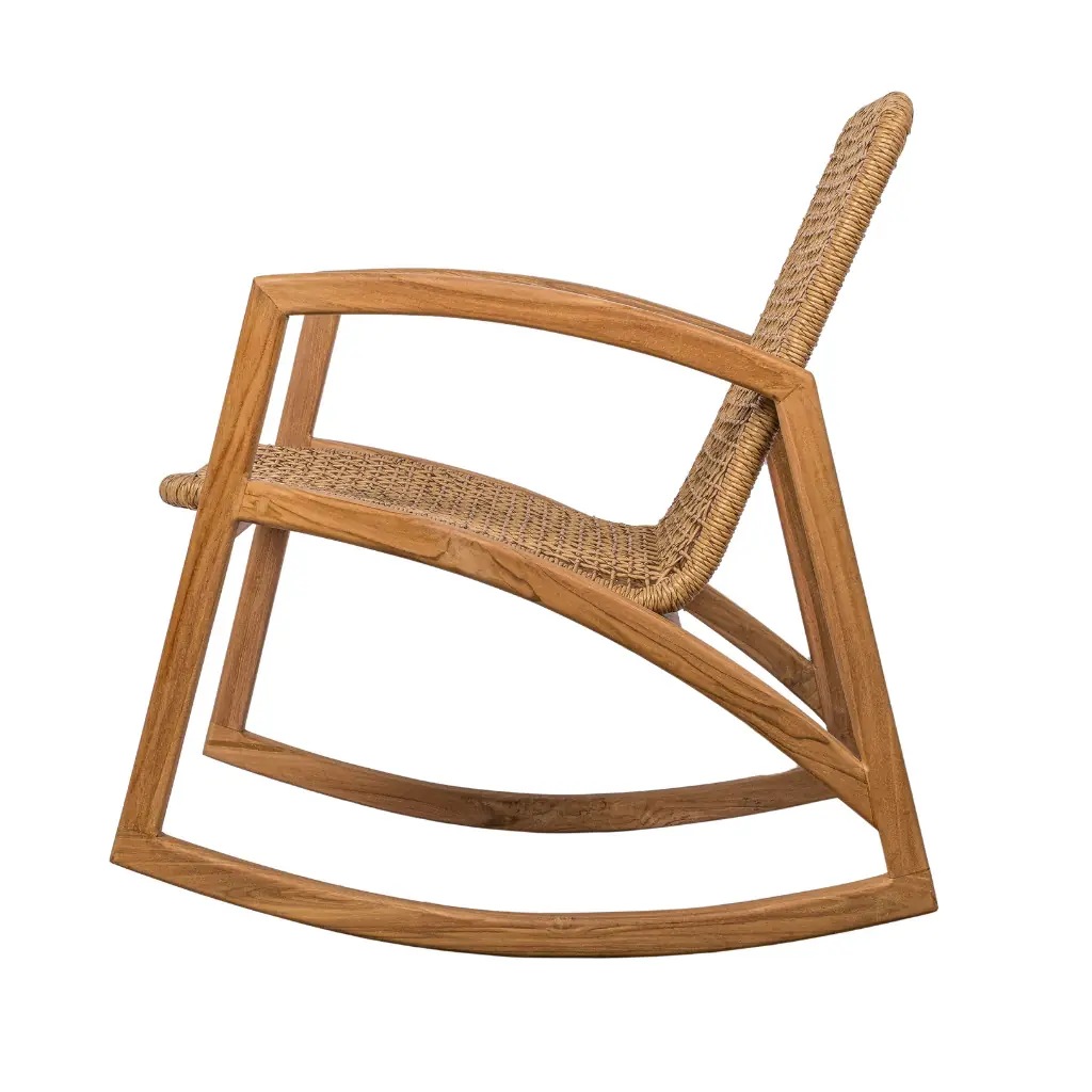 ANNA - Rocking chair en teck et corde synthétique L61*l75*H75