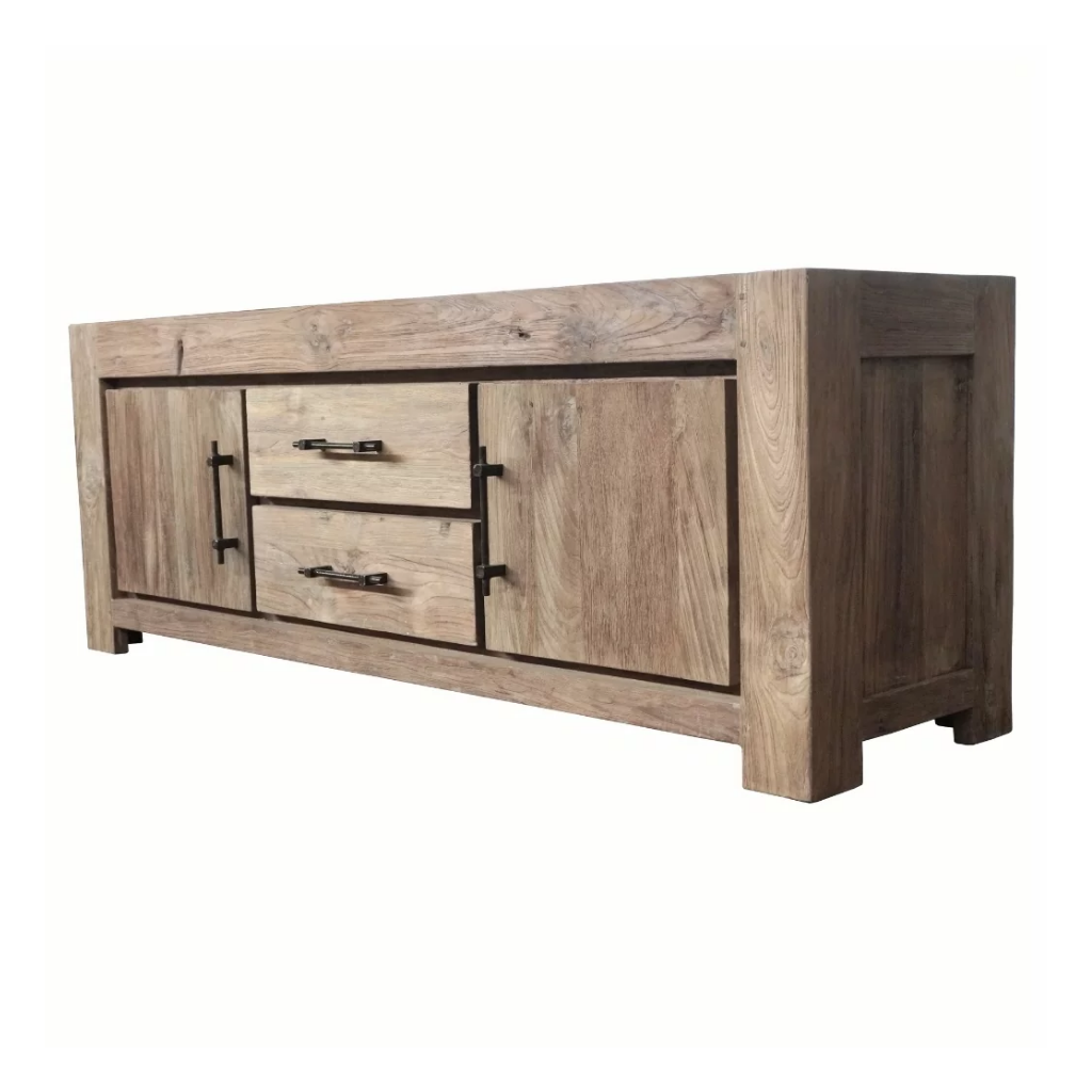 ACHILLE - Buffet TV en teck recyclé 165X45X60