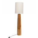 AGATHE - Lampe à poser en teck et abat-jour en lin S H100cm