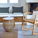 ANNIE - Table en corde et plateau en teck D40*H43cm