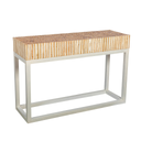 BAZIL - Console en branche de teck et pieds fer blanchi L120*l40*H80