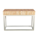 BAZIL - Console en branche de teck et pieds fer blanchi L120*l40*H80