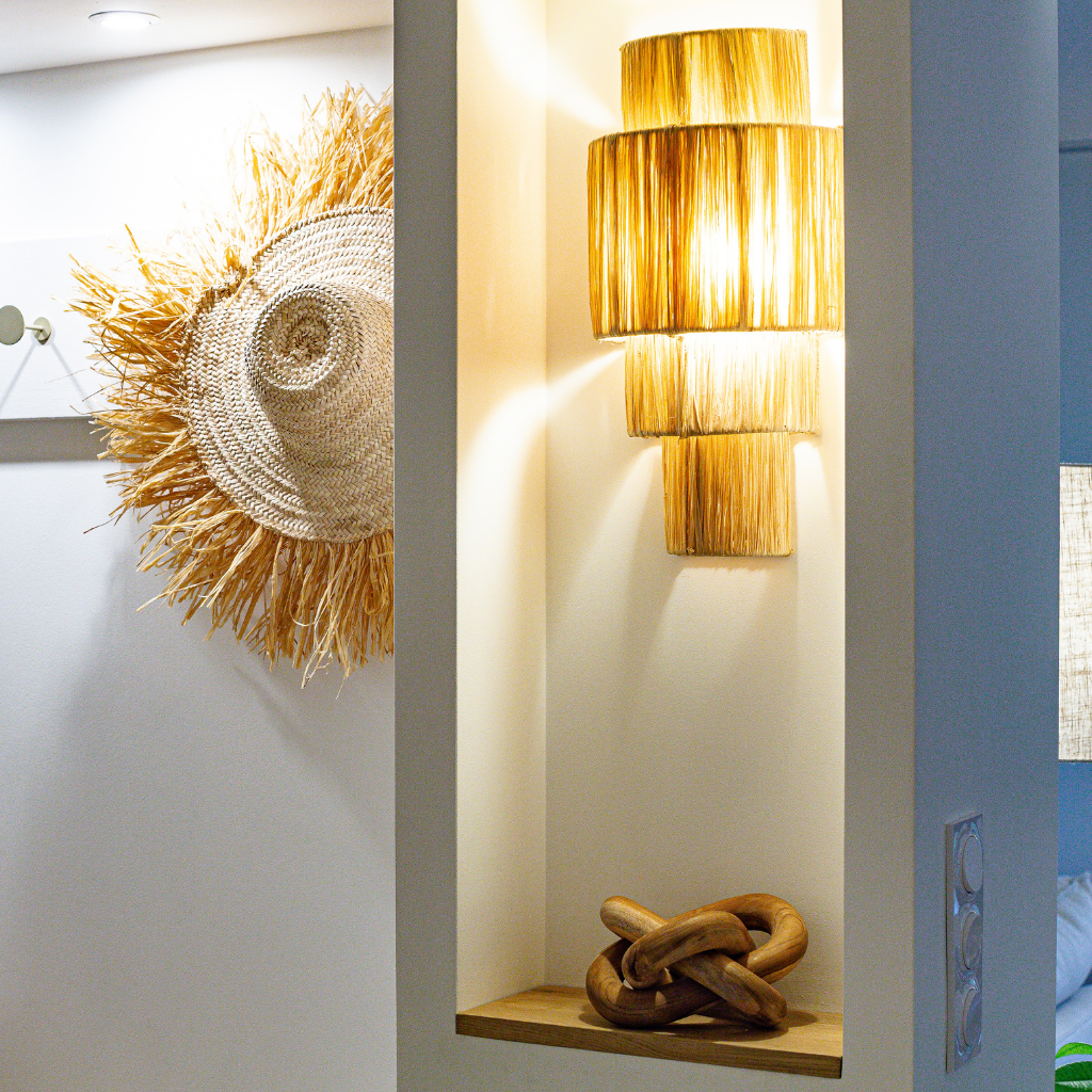 BEN - Applique en raphia L25xl25xh52 cm