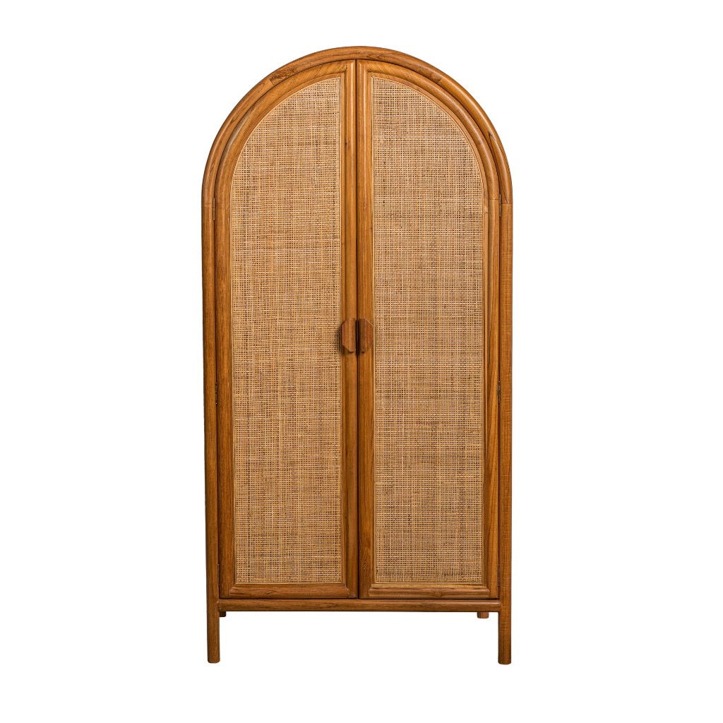 BOUMA - Armoire arrondie en cannage et bois de manguier 90*50*180cm