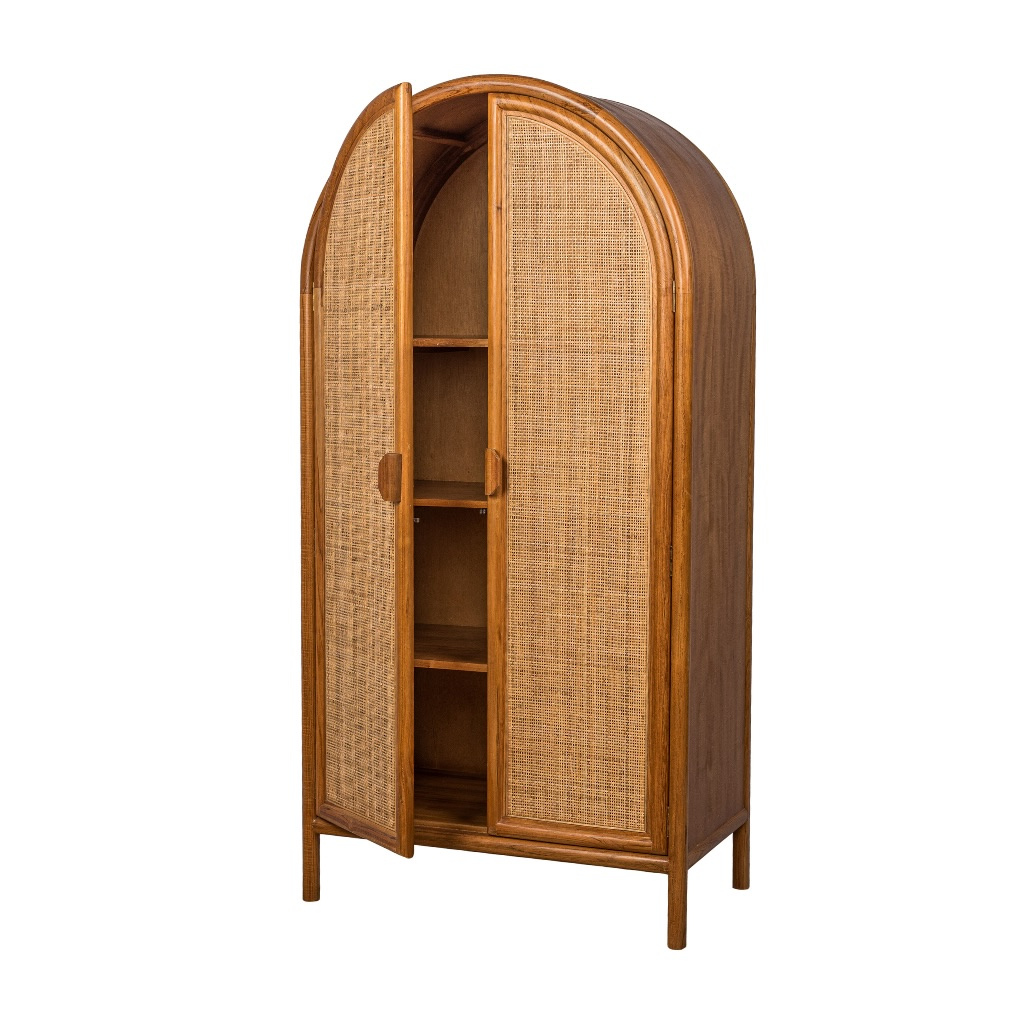 BOUMA - Armoire arrondie en cannage et bois de manguier 90*50*180cm