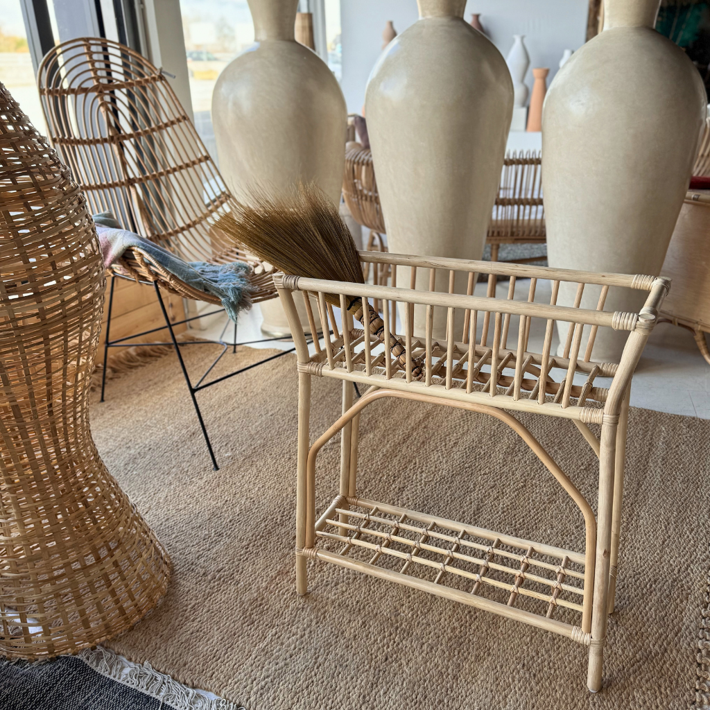 CHARLOTTE - Jardinière en rotin L65xl24xH74cm