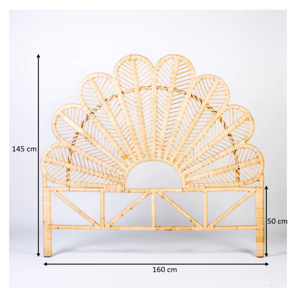 DALIA - Tête de lit en rotin en forme de fleur L160 L6 h144cm
