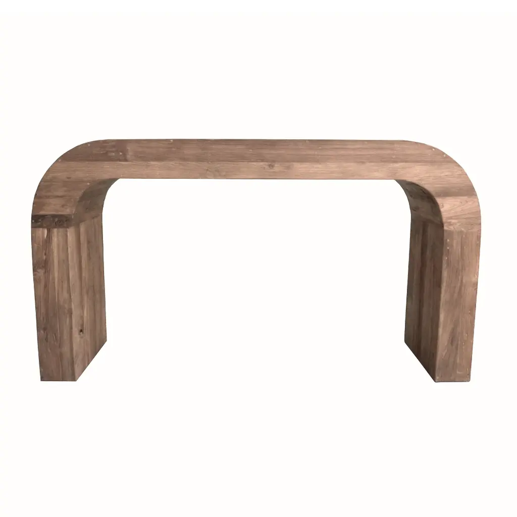 DOM - Comptoir arrondi en teck recyclé - 180x40x100cm