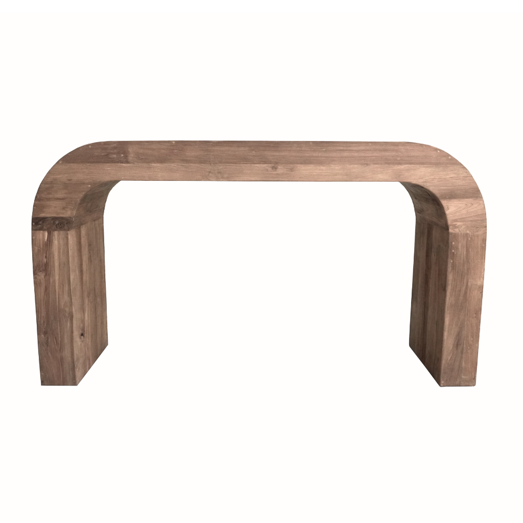 DOM - Comptoir arrondi en teck recyclé - 180x40x100cm