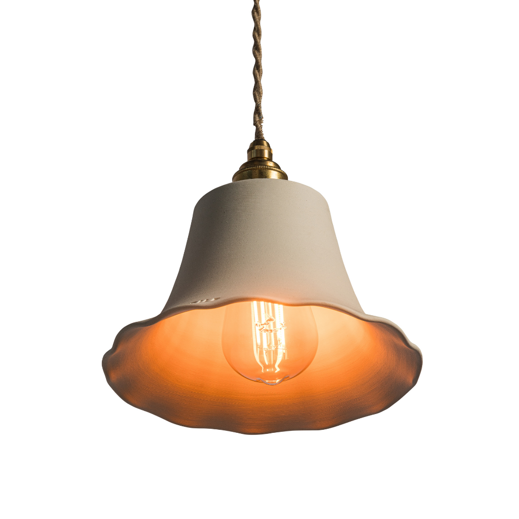 ELODIE - Suspension dentelée en terre cuite blanche D21cmxH15cm