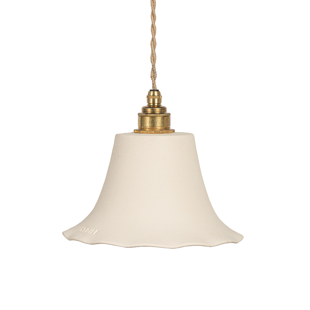 ELODIE - Suspension dentelée en terre cuite blanche D21cmxH15cm
