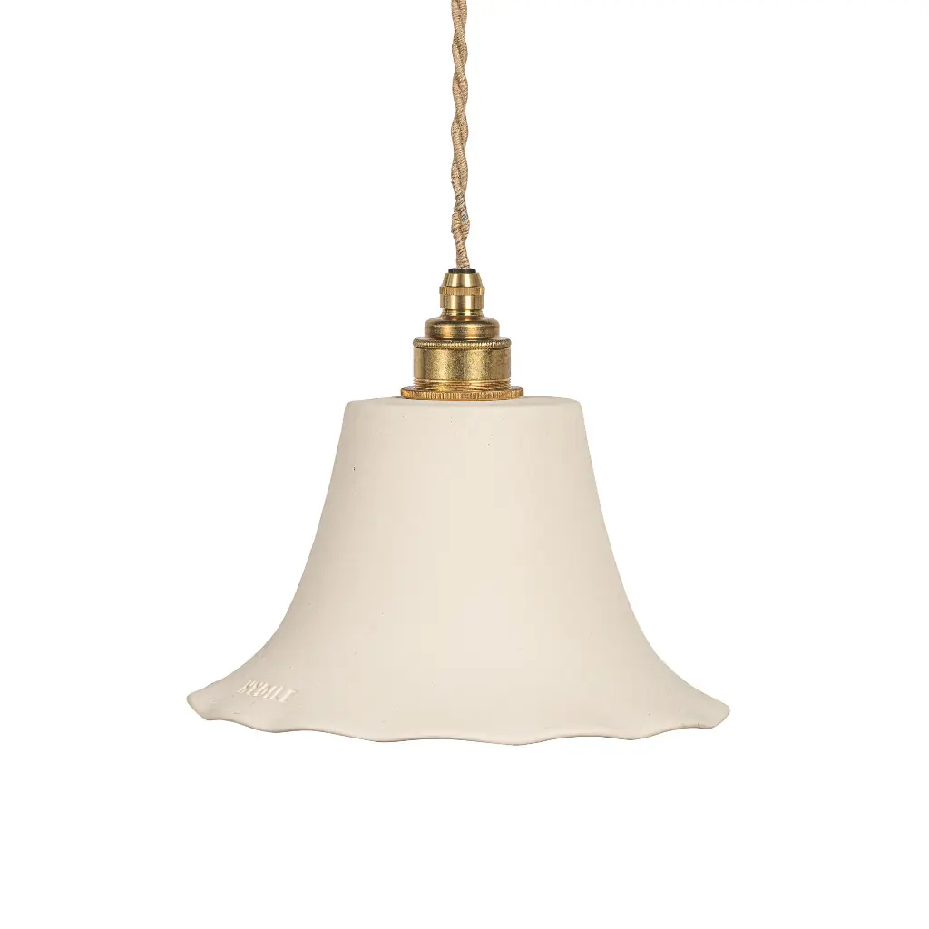 ELODIE - Suspension dentelée en terre cuite blanche D21cmxH15cm