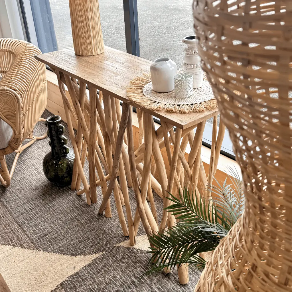ENORA - Console en branches de teck L120*l40*H90cm