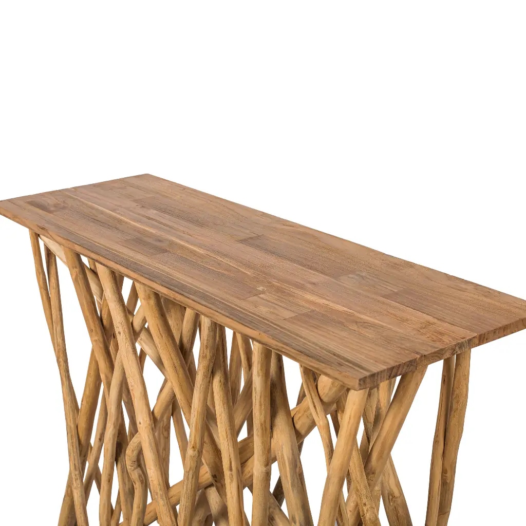 ENORA - Console en branches de teck L120*l40*H90cm
