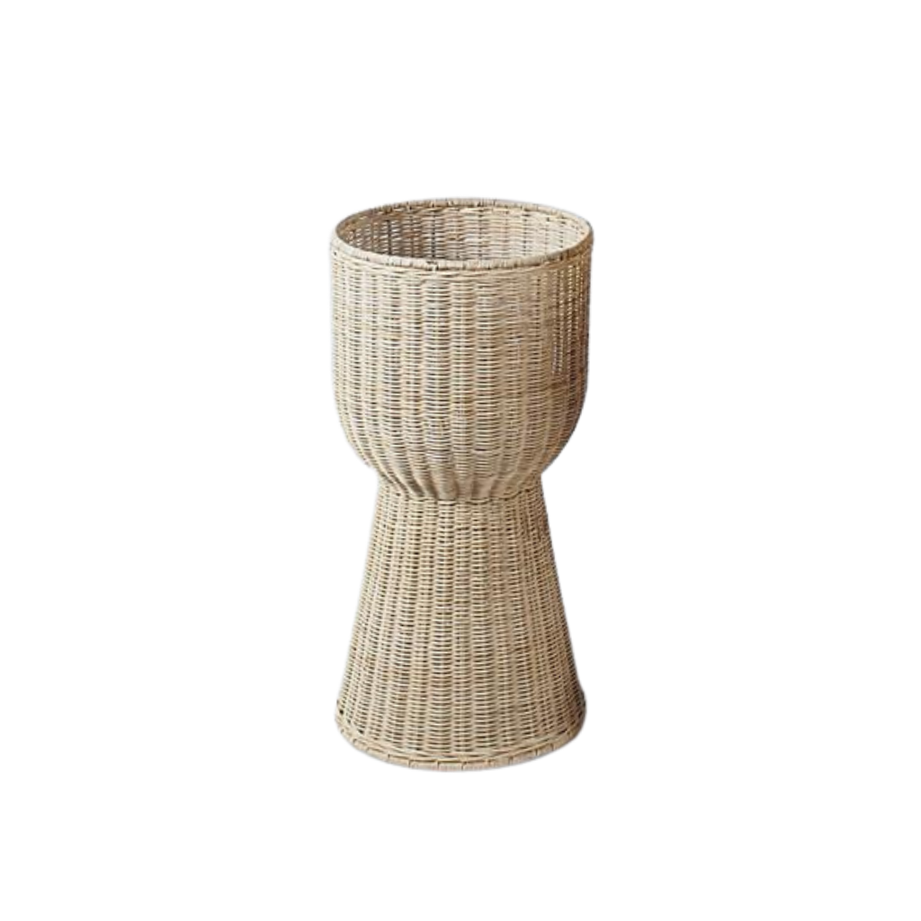 FLORENCE - Lot de 2 grands cache
 pots sur pied en rotin D35H60, D45H80