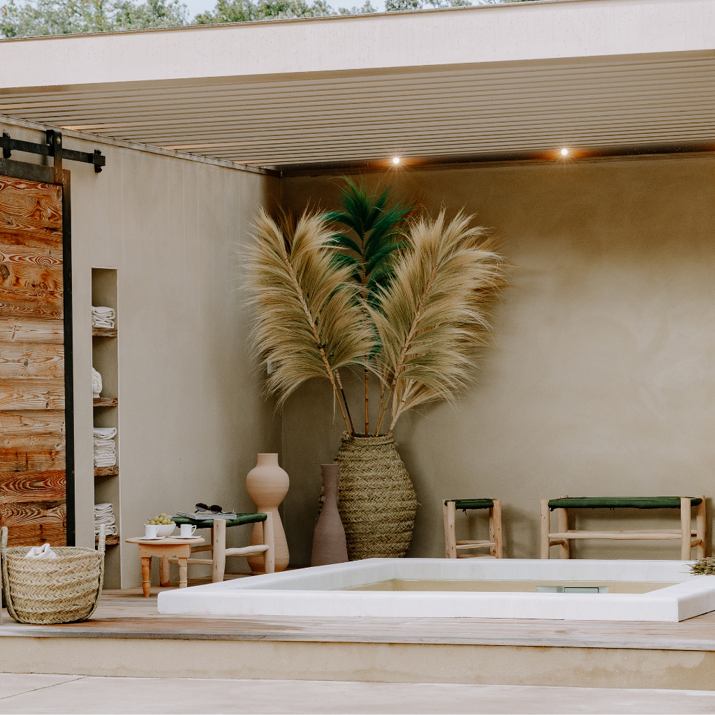 Feuille de rayung et tige bambou L70xl1xh215cm JAUNE