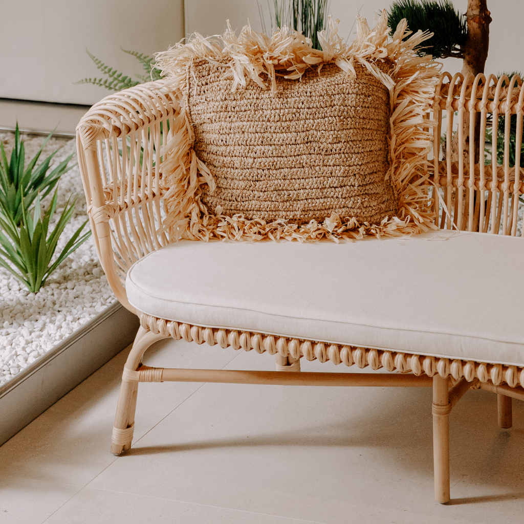 HAVANA - Banquette en rotin avec coussin L150*l75*h74