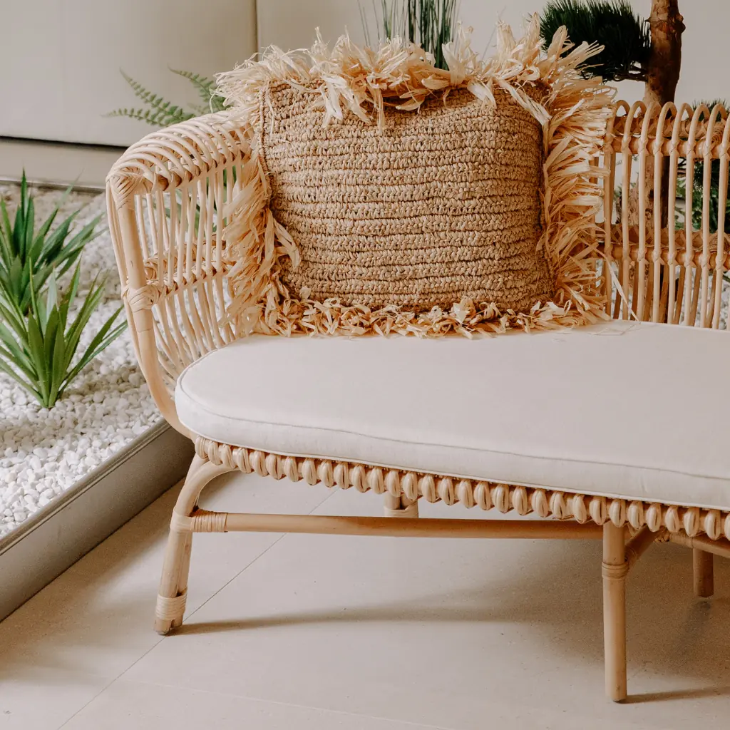 HAVANA - Banquette en rotin avec coussin L150*l75*h74