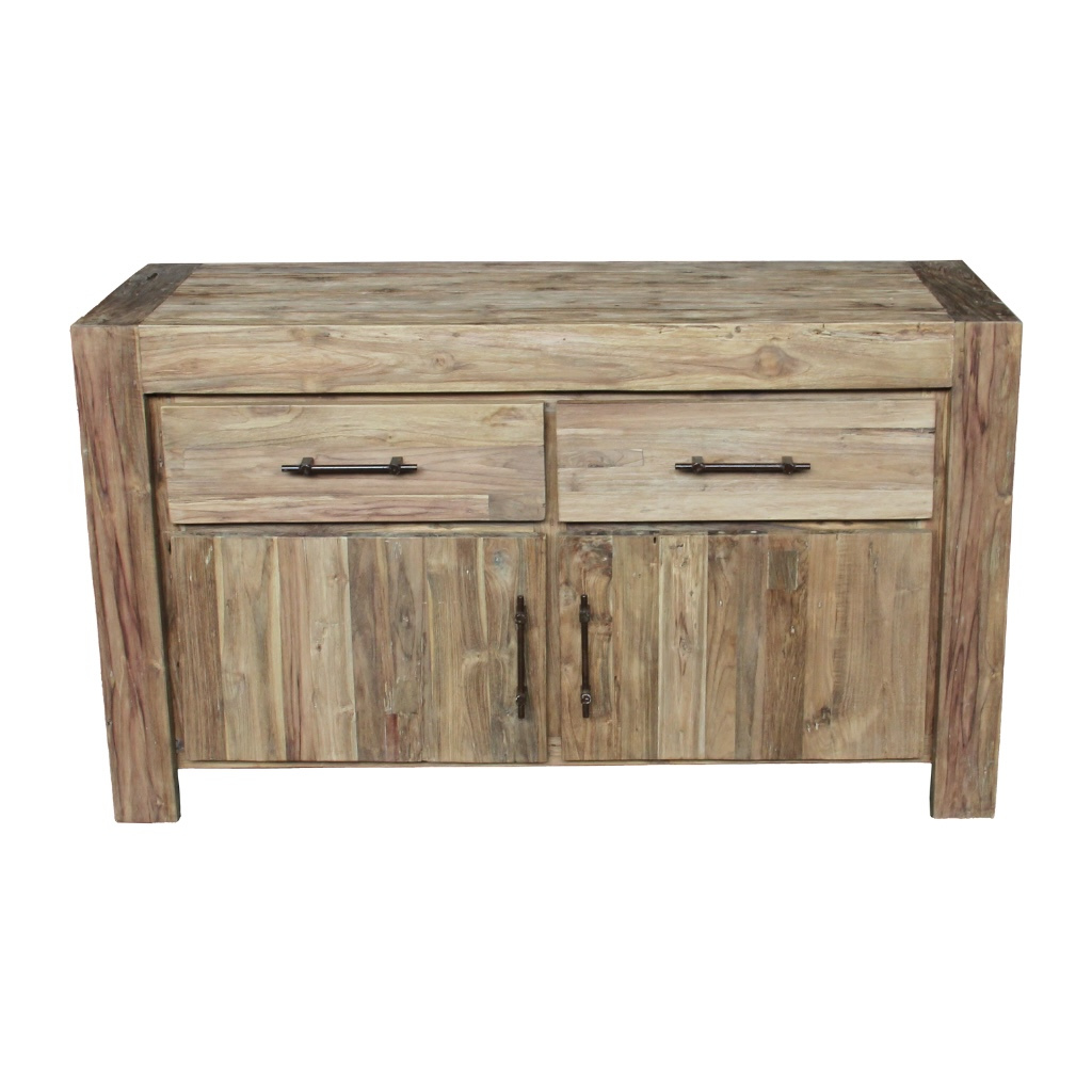 HECTOR - Meuble en teck recyclé 2 portes 140x50x80