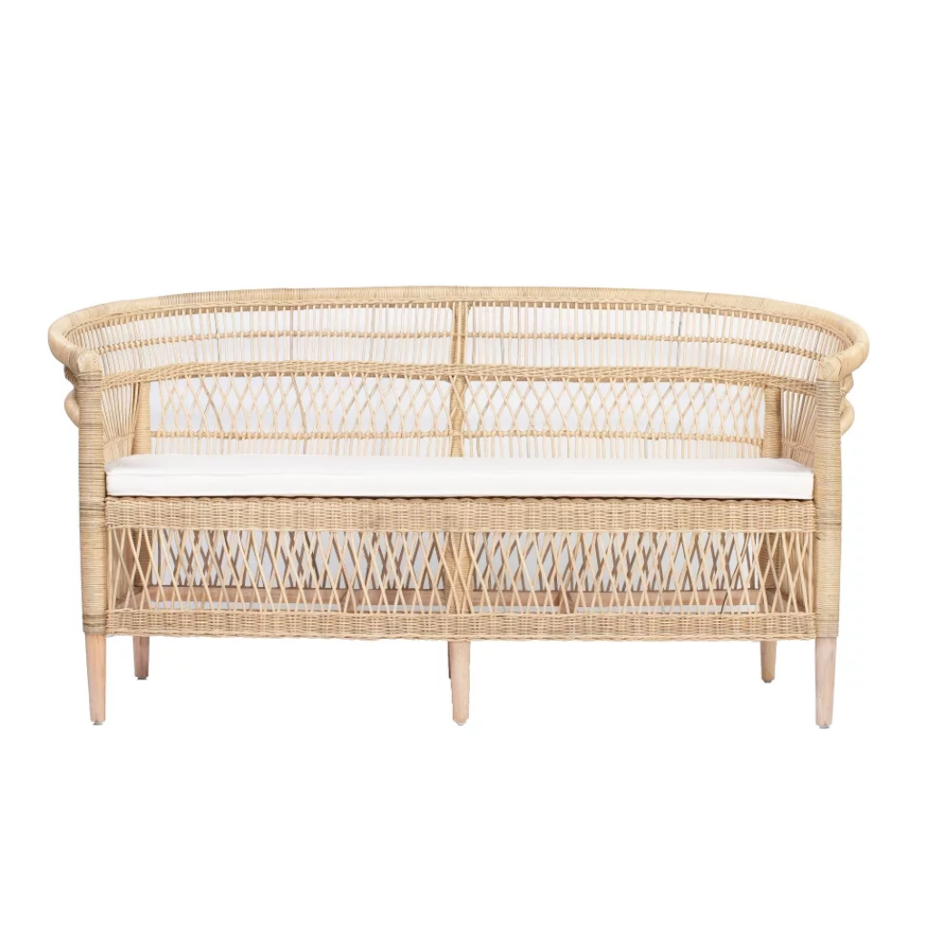 ILIOS - Banquette en rotin et pieds en teck L160xl60xh80cm