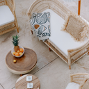 ILIOS - Banquette en rotin et pieds en teck L160xl60xh80cm