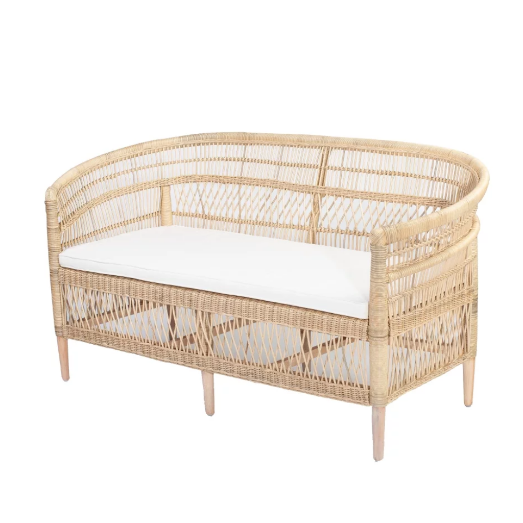 ILIOS - Banquette en rotin et pieds en teck L160xl60xh80cm