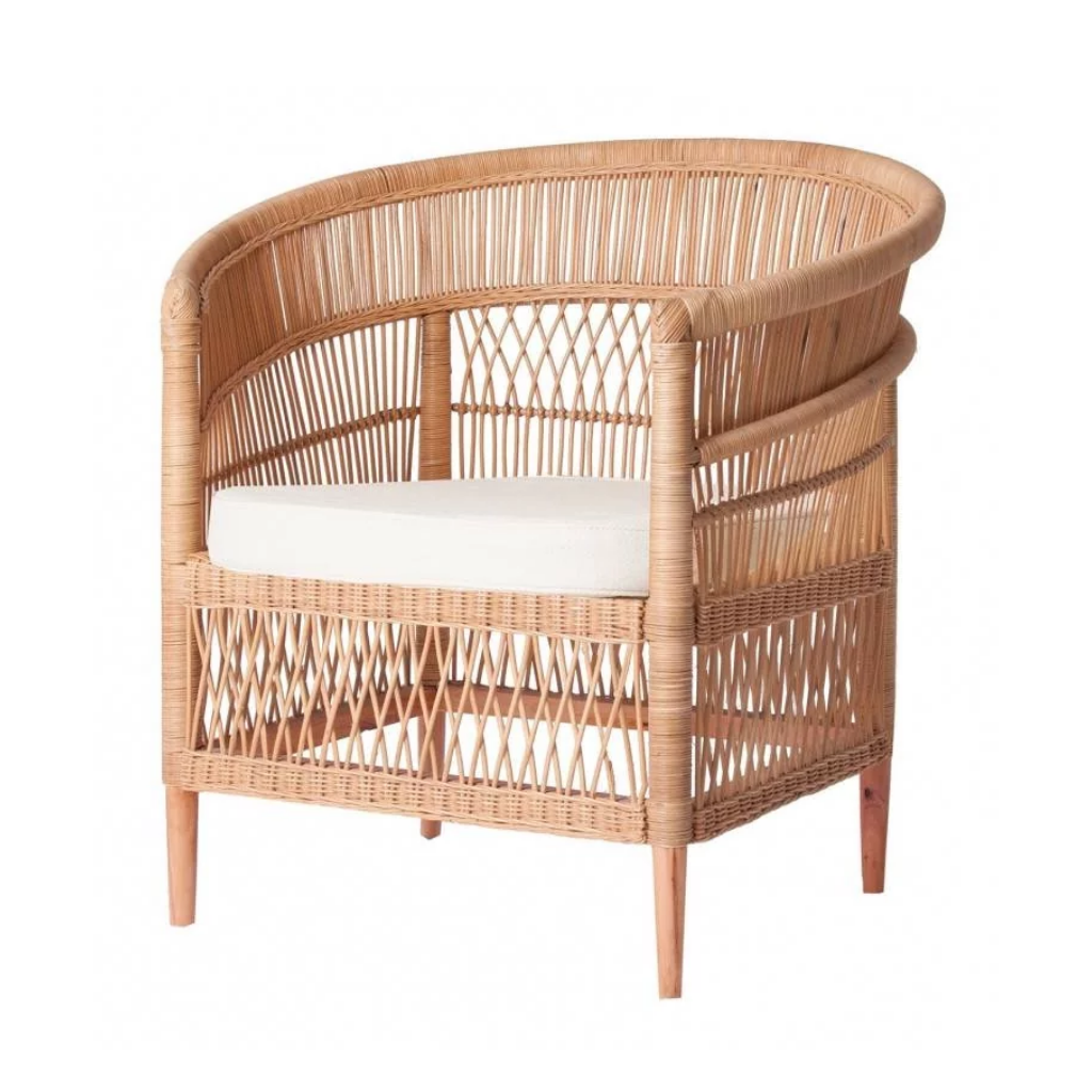 ILIOS - Fauteuil en rotin et pieds en teck L80xl60xh80cm
