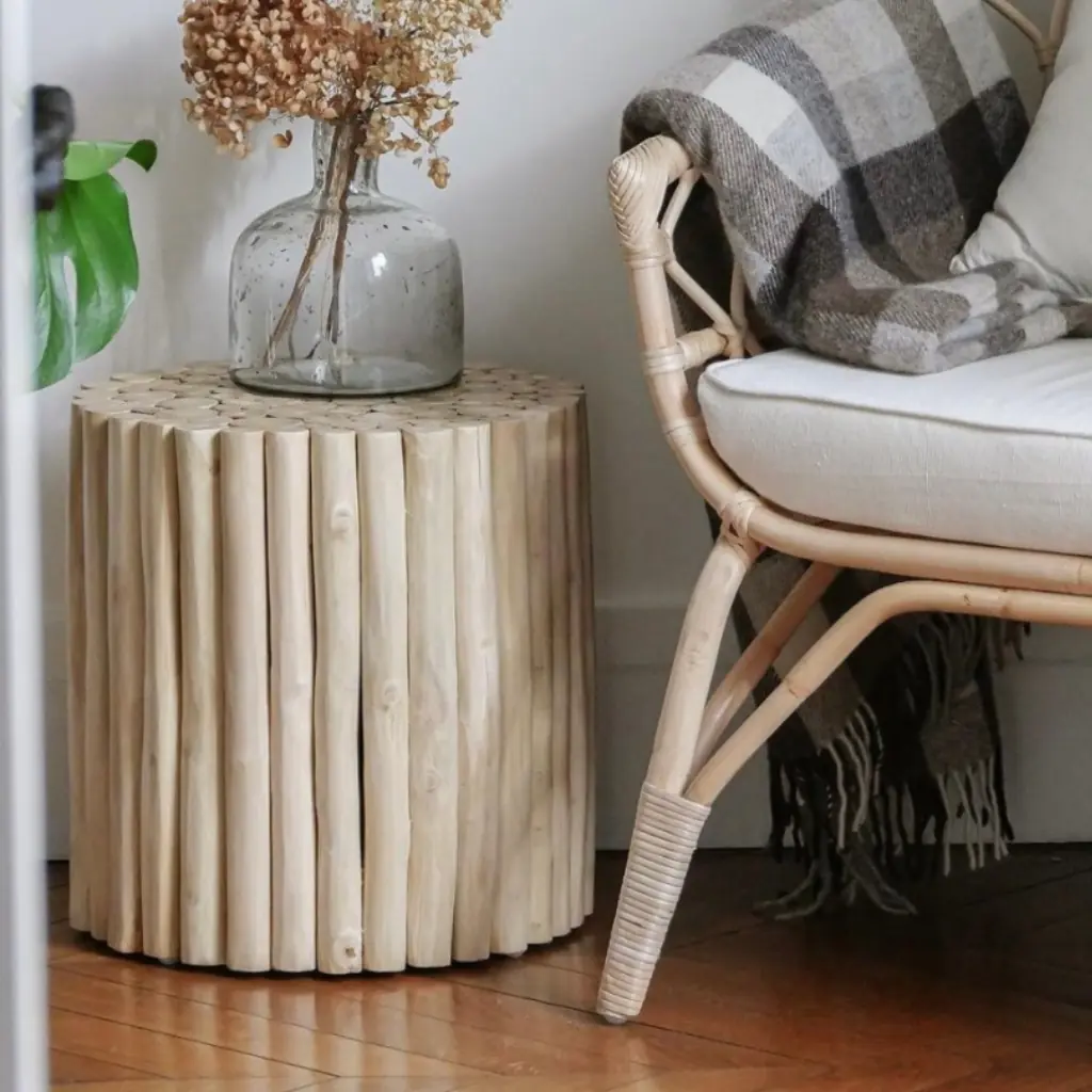 JATI - Guéridon - tabouret en bois de teck