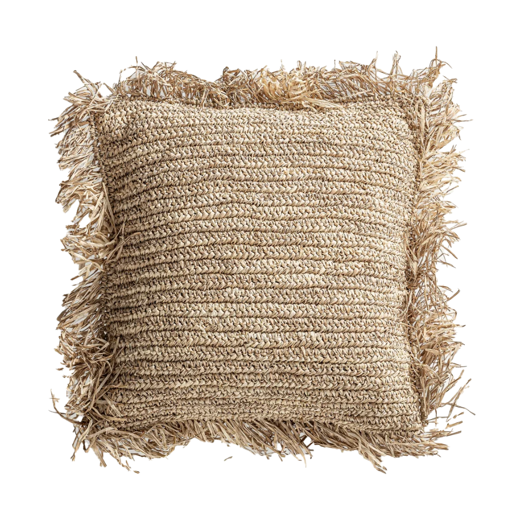 JORDI - Coussin en raphia tressé couleur naturelle L40xl40xh10cm