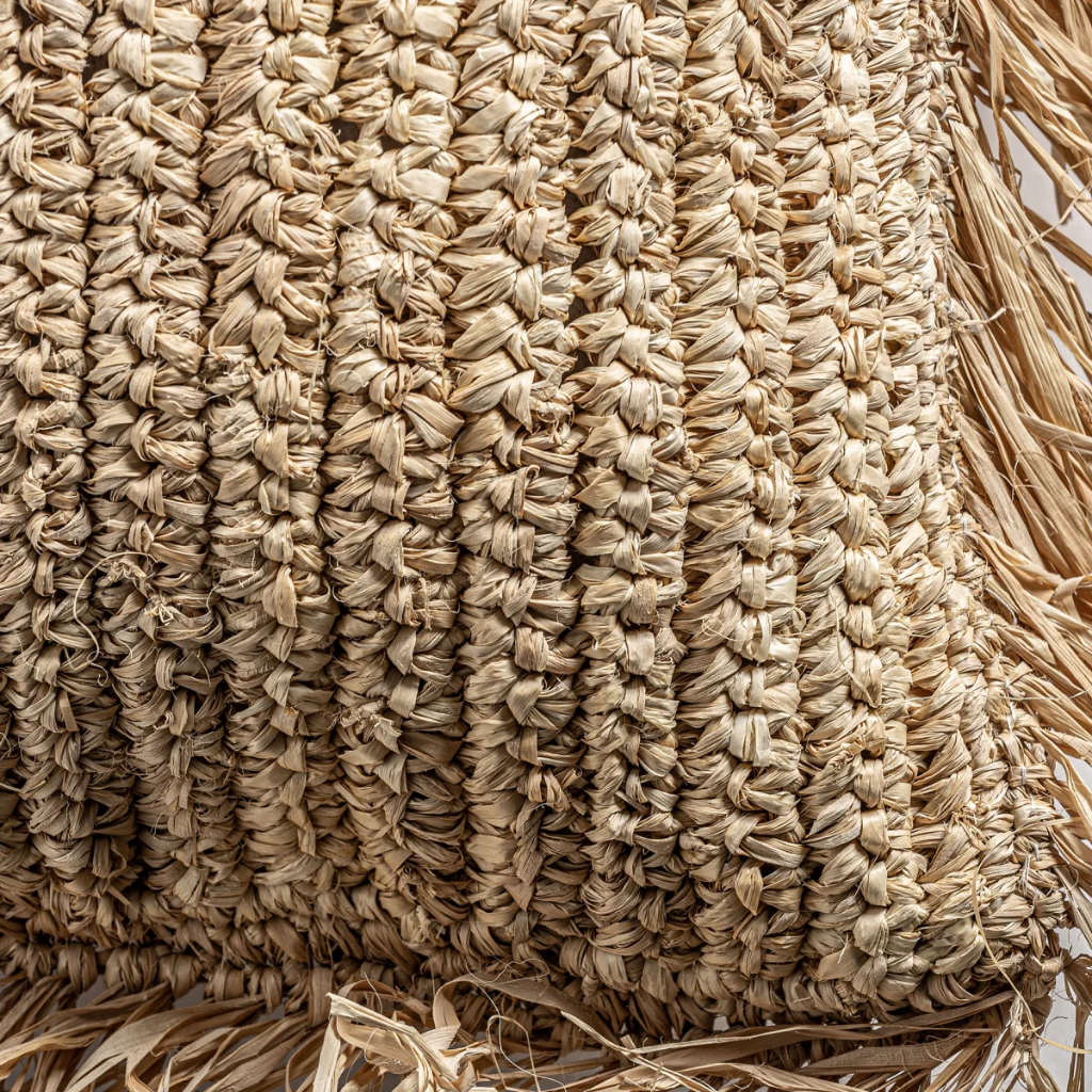 JORDI - Coussin en raphia tressé couleur naturelle L40xl40xh10cm