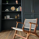 JUNE- Fauteuil avec accoudoirs en corde synthétique et teck L75 l70 h75