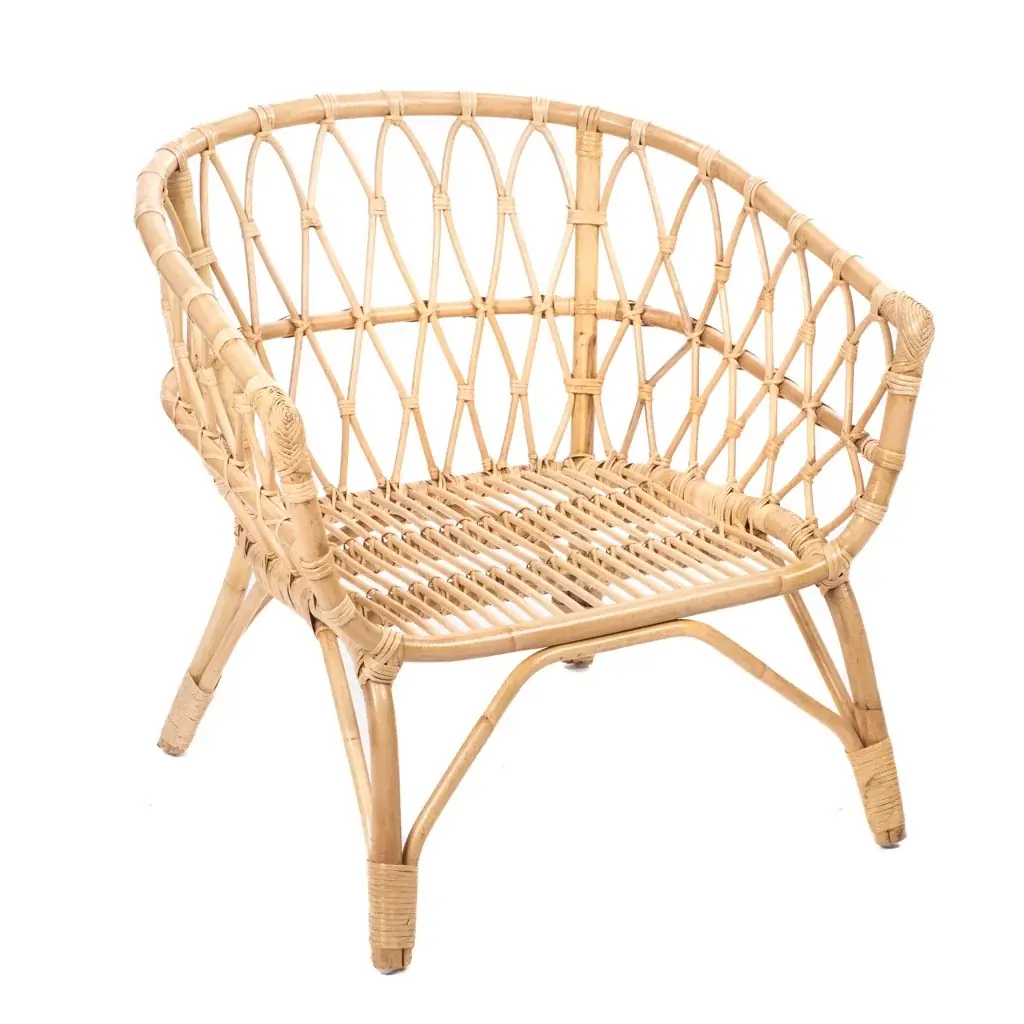LESKY - Fauteuil en rotin avec coussin L75 l77 h80