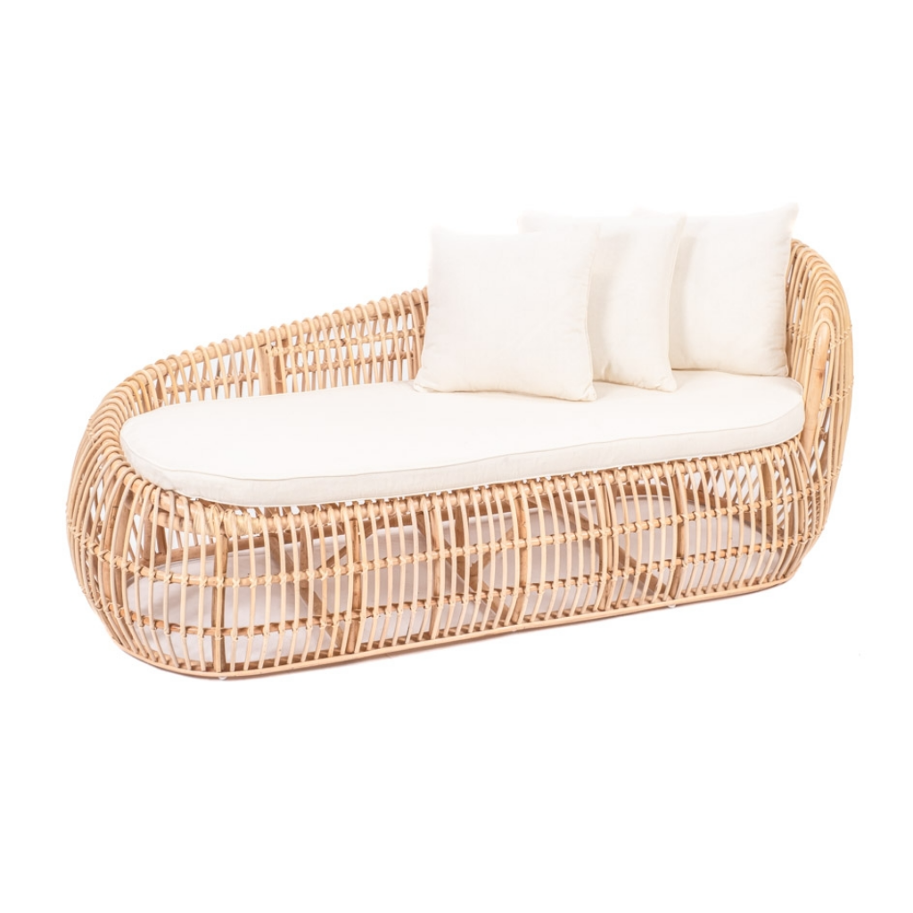 LULLI - Banquette design en rotin avec coussin L174*l65*H70
