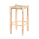 MATOU - Tabouret haut en bois d'eucalyptus et doum. H64 L34.5 l35cm
