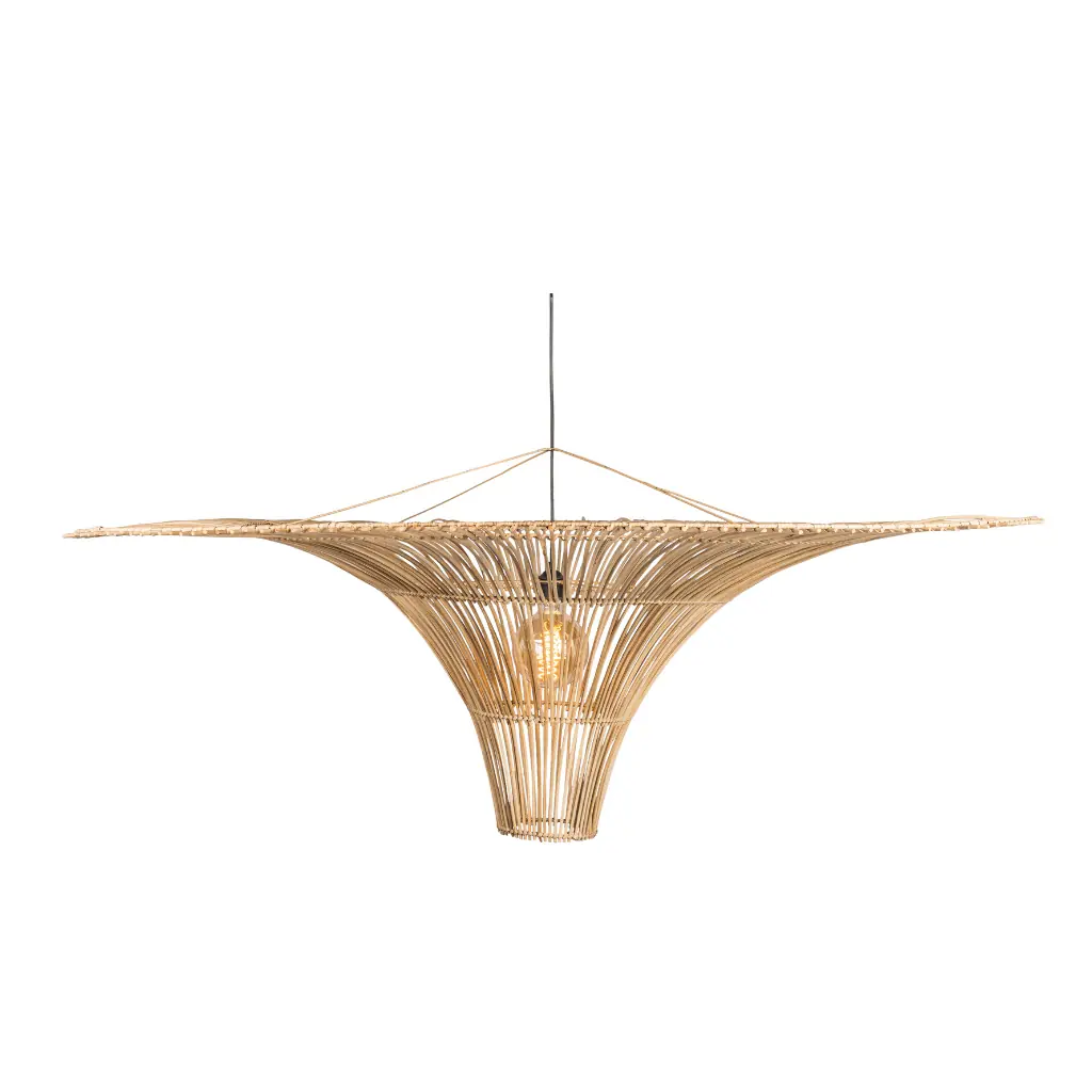 MILO - Luminaire rond en rotin D150 hauteur 52