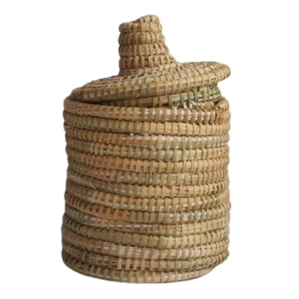 Malou naturelle - boite berbère en paille de riz D20xh30cm