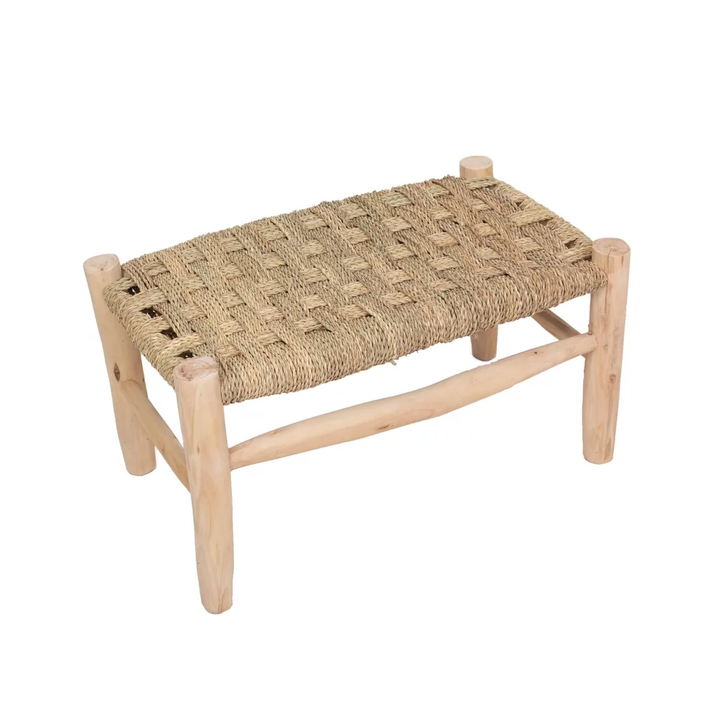 Moyen banc en doum et structure en bois d'eucalyptus L60xl35xh35cm