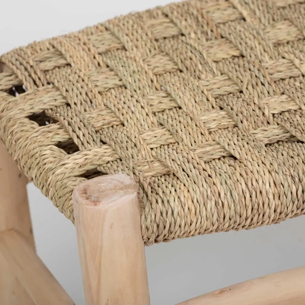 Moyen banc en doum et structure en bois d'eucalyptus L60xl35xh35cm