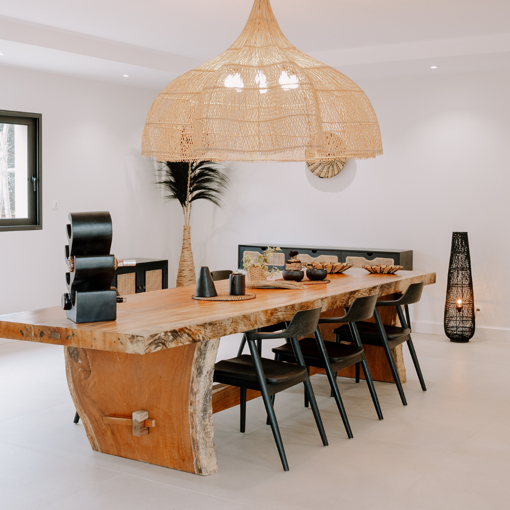 PACO- Suspension en rotin forme fleur D1m50 h1m