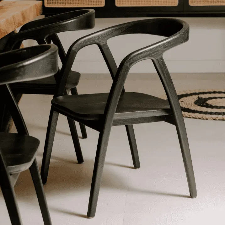 ANTA - Chaise noir en bois de teck
