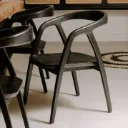 ANTA - Chaise noir en bois de teck
