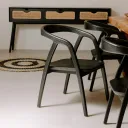 ANTA - Chaise noir en bois de teck