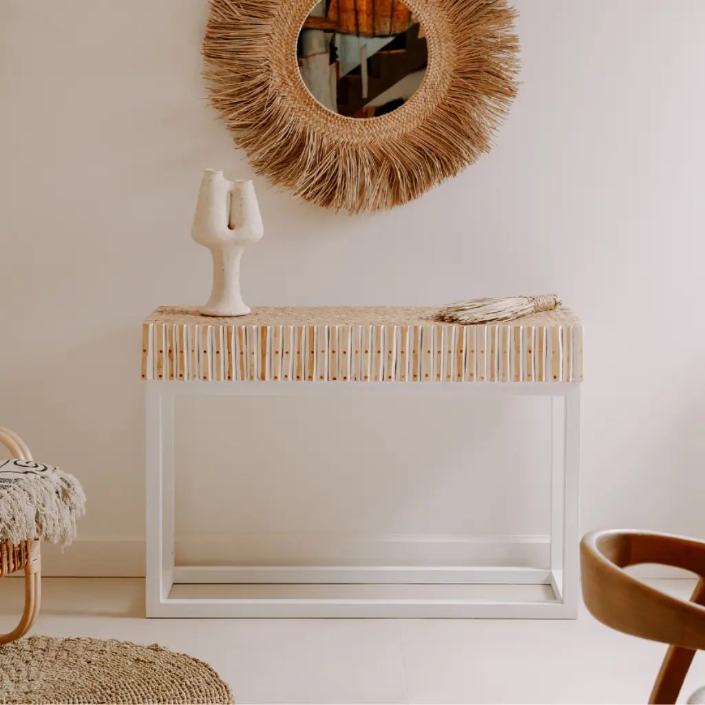 BAZIL - Console en branche de teck et pieds en fer