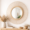 DAISY XL- Miroir en rotin  D100 Taille XL